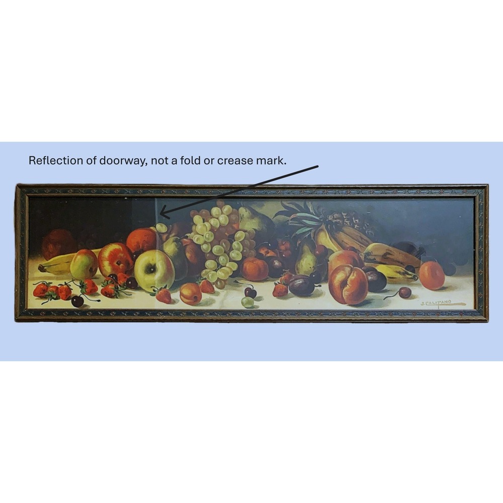 Antique c 1900s J. Califano Fruit Still Life Yard Long Litho Carved Wood Frame - Picture 2 of 13